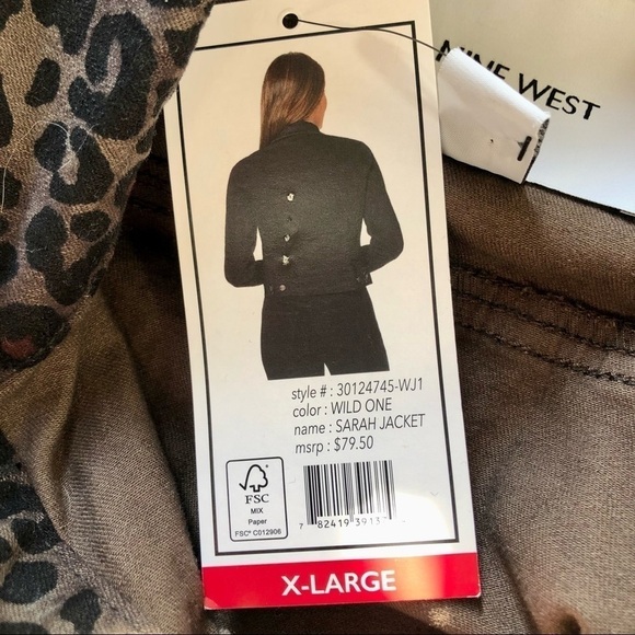 NWT Nine West Sarah Jean Jacket leopard print (wild one) stretch twill XL - Picture 8 of 10